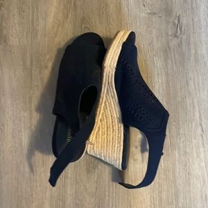 These are Liz Claiborne, navy blue, size 71/2 shoes.